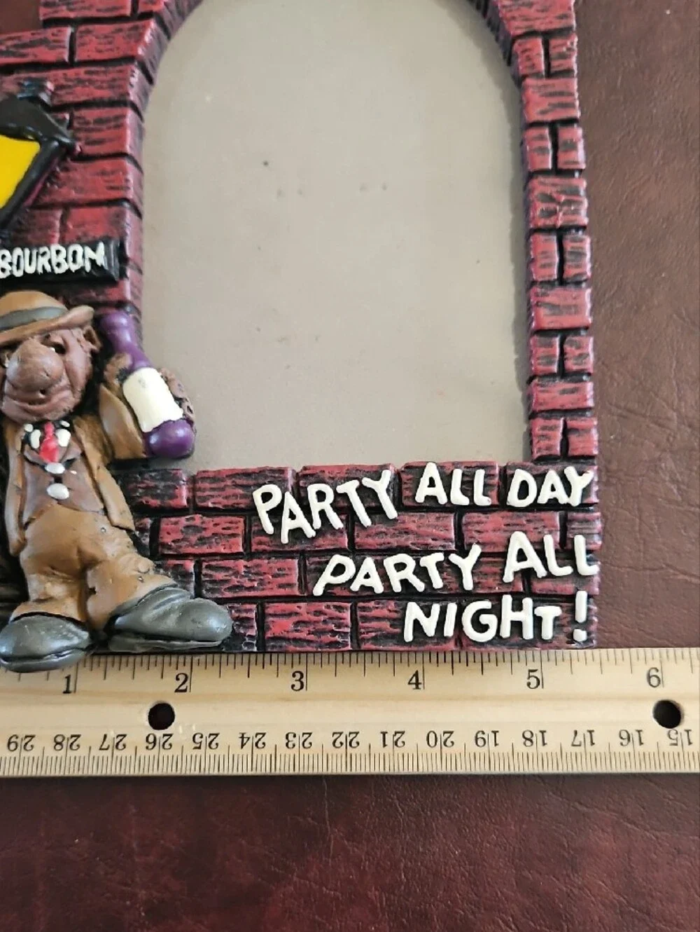 New Orleans Red Brick Photo Frame with Character and Yellow Lamp